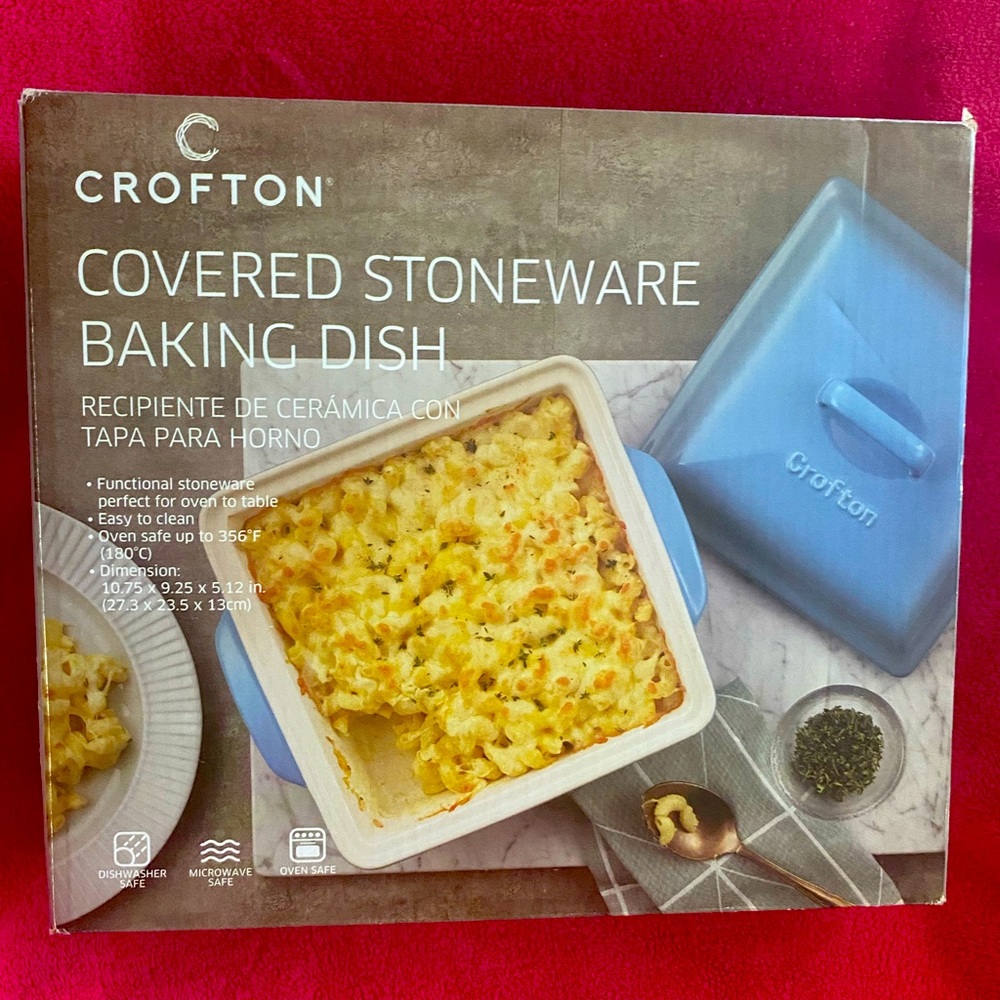 Croton Light Blue Stoneware Baking Dish with Lid
